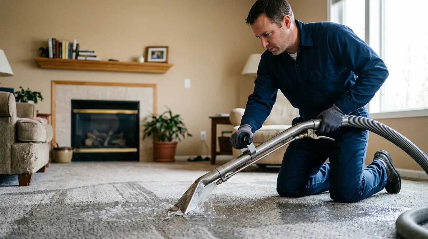 Water damage restoration technician working near Detroit, OR